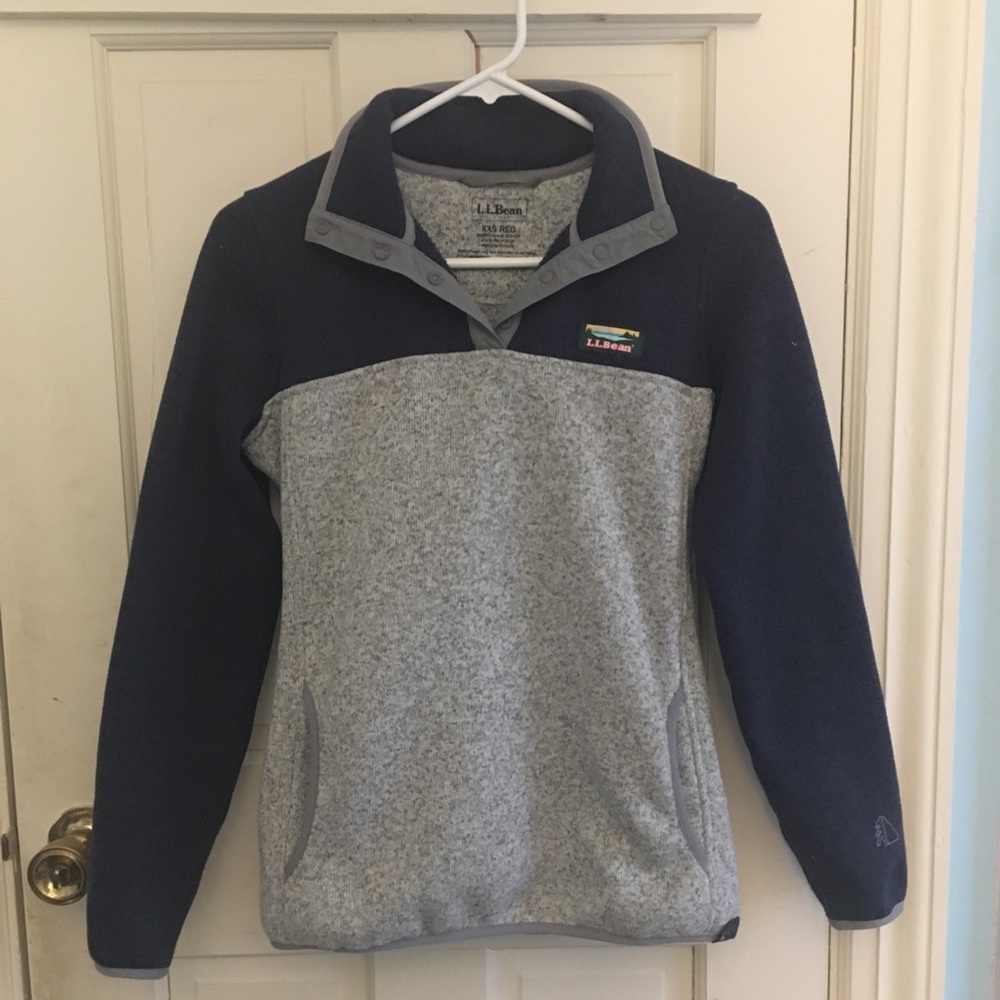XXS Navy + Gray LL Bean Pullover